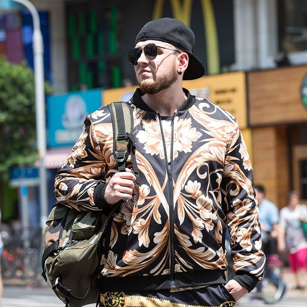 plus size men's jacket flight coat stand collar gold print coat wholesale, Black;brown
plus size men's jacket flight coat stand collar gold print coat wholesale, Black;brown