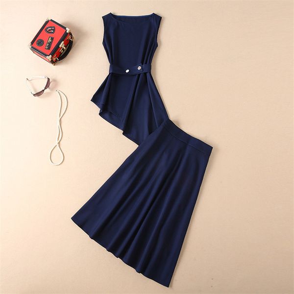 2019 spring new designer women's runway set fashion sleeveless irregular tank midi skirt suit 2piece ol outfits, White
2019 spring new designer women's runway set fashion sleeveless irregular tank midi skirt suit 2piece ol outfits, White