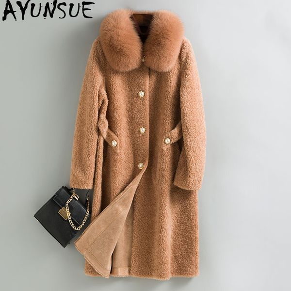 women's fur & faux ayunsue coat winter jacket women sheep shearling 100% wool female collar warm jackets manteau femme my, Black
women's fur & faux ayunsue coat winter jacket women sheep shearling 100% wool female collar warm jackets manteau femme my, Black