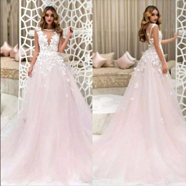 Blush Pink Wedding Dresses A Line Sheer V Neck 3D Foral Flowers Long Bridal Gowns Custom Size Beach Summer Wedding Gowns Plus Size
Blush Pink Wedding Dresses A Line Sheer V Neck 3D Foral Flowers Long Bridal Gowns Custom Size Beach Summer Wedding Gowns Plus Size