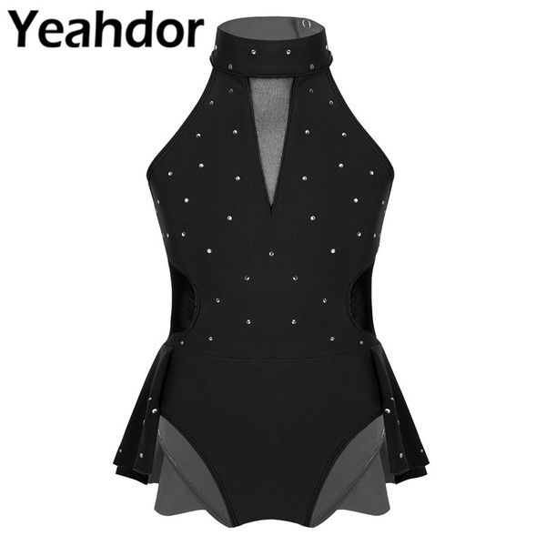 kid girls sleeveless sparkly rhinestone cutout back mesh splice leotard dress for modern contemporary ballroom dance performance, Black;red
kid girls sleeveless sparkly rhinestone cutout back mesh splice leotard dress for modern contemporary ballroom dance performance, Black;red