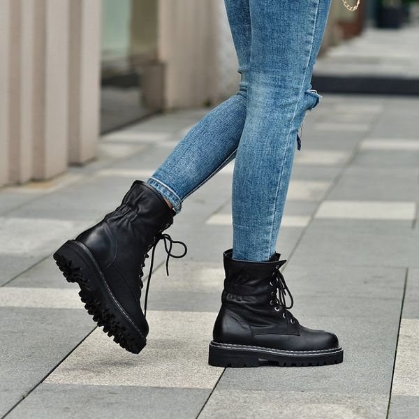 tanariya new arrival shoes woman boots women autumn/winter 2019 women's flat heel leather boots, Black
tanariya new arrival shoes woman boots women autumn/winter 2019 women's flat heel leather boots, Black