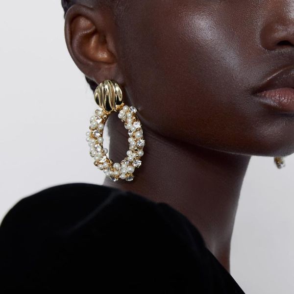 geometric round statement earring jewelry women faux pearl long earrings female crystal rhinestone big circle earrings, Silver
geometric round statement earring jewelry women faux pearl long earrings female crystal rhinestone big circle earrings, Silver