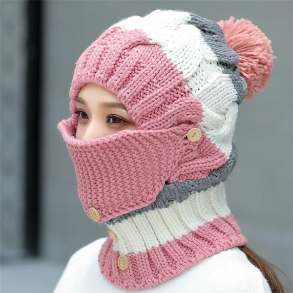 h7518 autumn winter plus velvet knitted wool hat neck mask protection three pieces women cycling riding outdoor warm casual cap hat, Blue;gray
h7518 autumn winter plus velvet knitted wool hat neck mask protection three pieces women cycling riding outdoor warm casual cap hat, Blue;gray