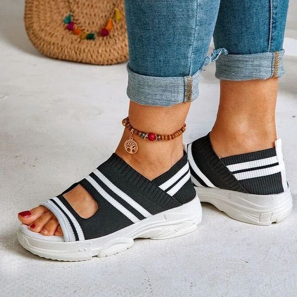 new summer women sandals open toe wedges platform ladies shoes knitting lightweight sneakers sandals big size zapatos mujer, Black
new summer women sandals open toe wedges platform ladies shoes knitting lightweight sneakers sandals big size zapatos mujer, Black