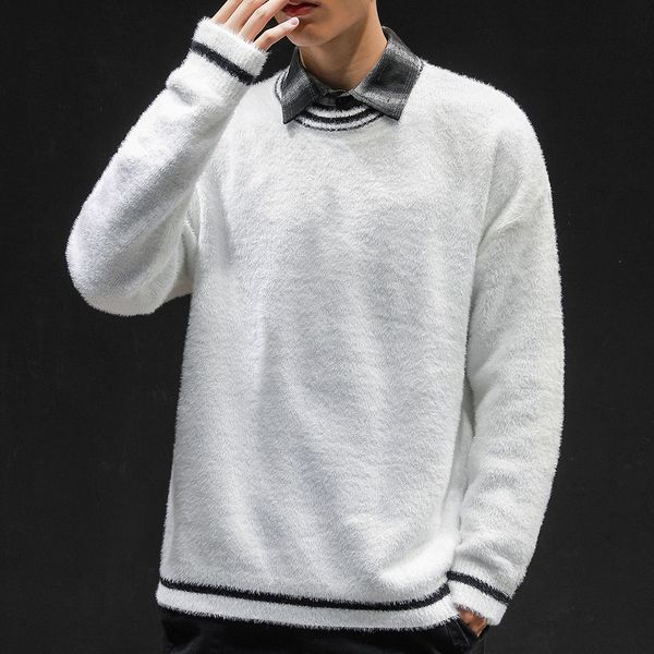 vogue men sweater autumn winter fashionable solid pullover sweater, White;black
vogue men sweater autumn winter fashionable solid pullover sweater, White;black