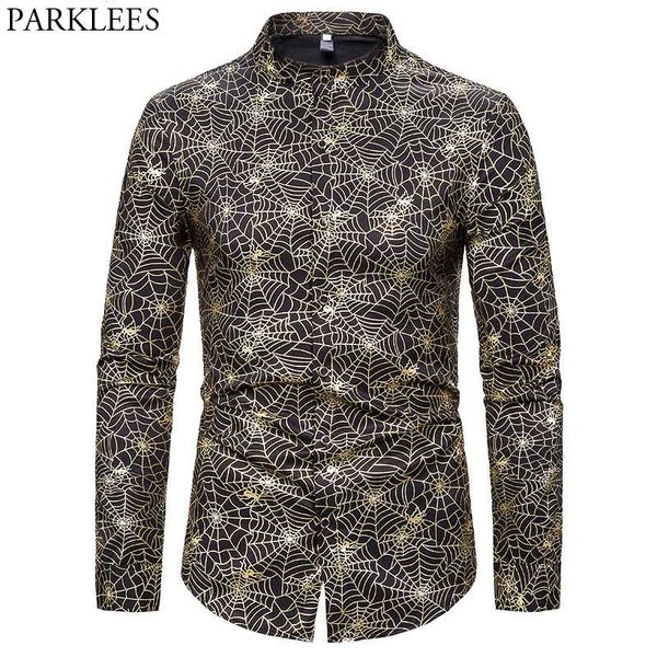 fashion spider web bronzing nightclub shirt men 2020 brand mandarin collar dress shirts men evening party prom halloween costume, White;black
fashion spider web bronzing nightclub shirt men 2020 brand mandarin collar dress shirts men evening party prom halloween costume, White;black
