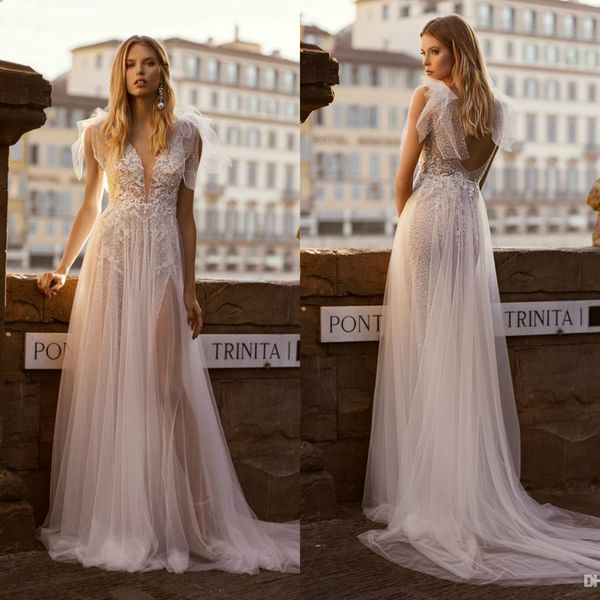 bohemian 2020 wedding dresses v neck lace appliqued beach boho high side split beads bridal gowns vestido de novia, White
bohemian 2020 wedding dresses v neck lace appliqued beach boho high side split beads bridal gowns vestido de novia, White