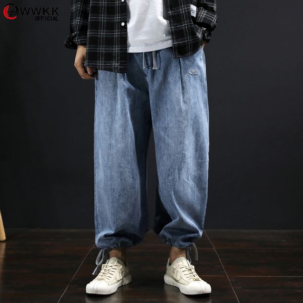 wwkk men spring autumn elastic waist loose denim harem trousers jeans man vintage knickerbockers male casual denim pants 2020, Blue
wwkk men spring autumn elastic waist loose denim harem trousers jeans man vintage knickerbockers male casual denim pants 2020, Blue