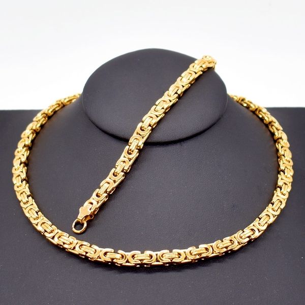 6mm width mens gold color chain stainless steel necklace bracelet set flat byzantine fashion jewelry, Silver
6mm width mens gold color chain stainless steel necklace bracelet set flat byzantine fashion jewelry, Silver