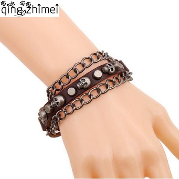 100% original summer design bracelets genuine leather bracelets cord punk vintage simple jewelry skull bracelet & bangles, White
100% original summer design bracelets genuine leather bracelets cord punk vintage simple jewelry skull bracelet & bangles, White