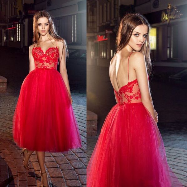glamorous red a line evening cocktail dresses with lace applique prom dresses sheer neck bust tulle spaghetti formal party dresses b149, Black
glamorous red a line evening cocktail dresses with lace applique prom dresses sheer neck bust tulle spaghetti formal party dresses b149, Black