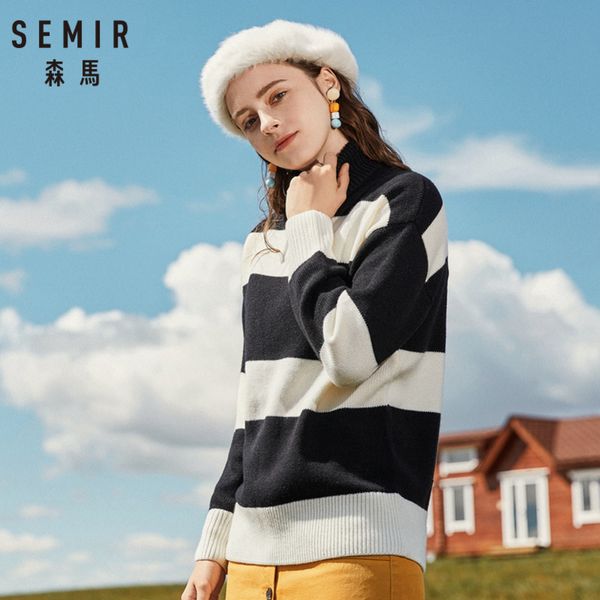 semir women long striped wool blend turtleneck sweater in rib knit women's long ribbed knit sweater casual style for winter, White;black
semir women long striped wool blend turtleneck sweater in rib knit women's long ribbed knit sweater casual style for winter, White;black