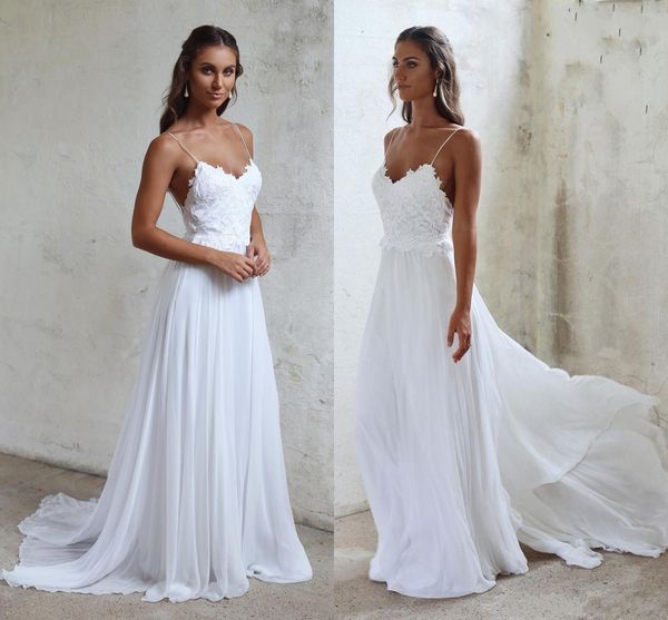 spaghetti straps chiffon a line summer beach evening dresses lace backless court train bridal prom gowns dh4094, Black
spaghetti straps chiffon a line summer beach evening dresses lace backless court train bridal prom gowns dh4094, Black