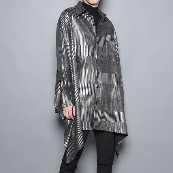 designer dark personality flash night stage dress loose male korean version of the shirt 2020 singer's costume, White;black
designer dark personality flash night stage dress loose male korean version of the shirt 2020 singer's costume, White;black