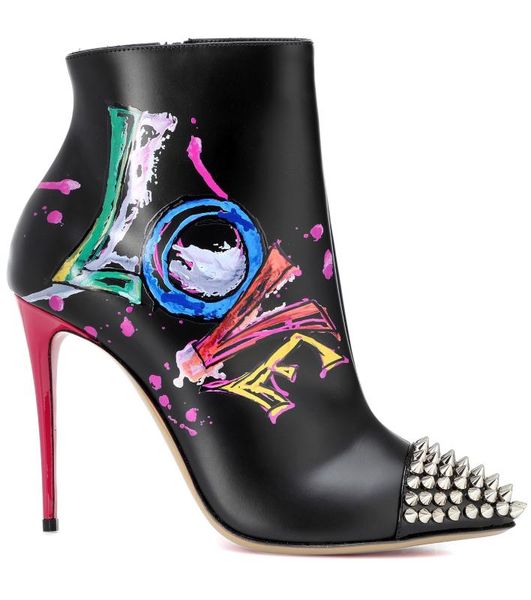 us4-11 womens pointed toe painted graffiti ankle boots rivet studs stilettos high heel side zip shoes genuine leather plus size, Black
us4-11 womens pointed toe painted graffiti ankle boots rivet studs stilettos high heel side zip shoes genuine leather plus size, Black