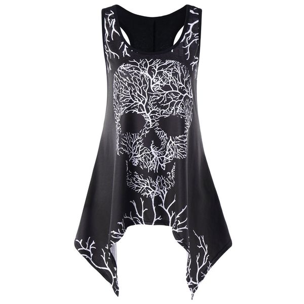 women's skull print sleeveless shirts summer polyester round neck collar female polyester in black size s-xxl, White
women's skull print sleeveless shirts summer polyester round neck collar female polyester in black size s-xxl, White