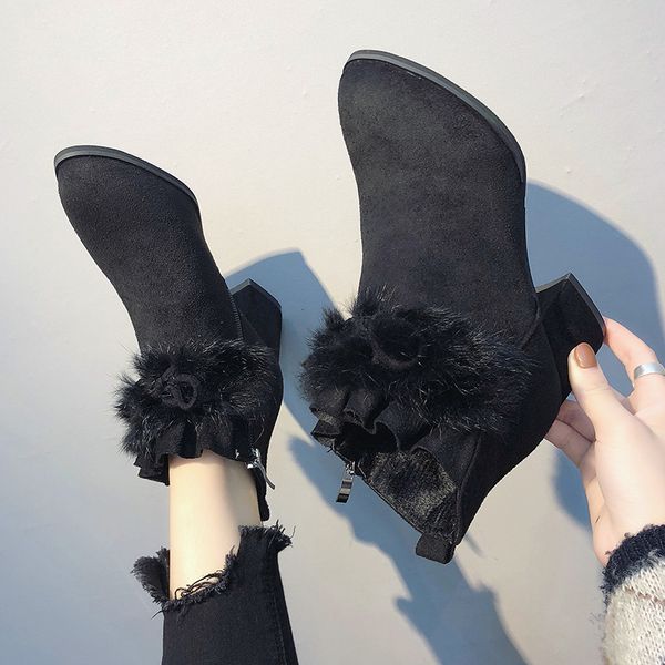 white mid-calf boots booties woman 2019 low heel female shoes lace up plush round toe winter footwear boots-women short ladies f, Black
white mid-calf boots booties woman 2019 low heel female shoes lace up plush round toe winter footwear boots-women short ladies f, Black