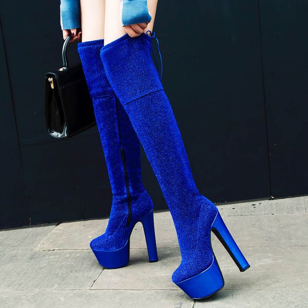 2020 big size 44 super high heels platform women shoes woman party nightclub over the knee boots female, Black
2020 big size 44 super high heels platform women shoes woman party nightclub over the knee boots female, Black