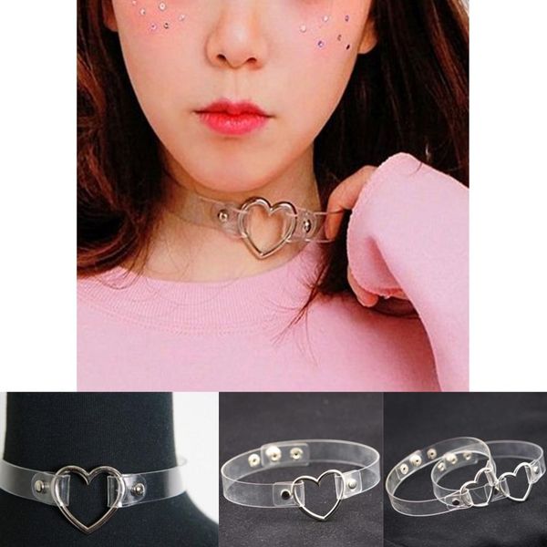 fashion punk jewelry sweet heart necklace, clear transparent pu leather choker punk goth 100% handmade collar necklace, Silver
fashion punk jewelry sweet heart necklace, clear transparent pu leather choker punk goth 100% handmade collar necklace, Silver