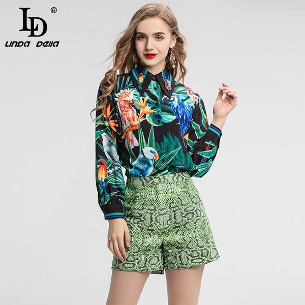 ld linda della 2020 spring summer fashion runway vintage suit women's plant animal print shirt and shorts two pieces set suits, White
ld linda della 2020 spring summer fashion runway vintage suit women's plant animal print shirt and shorts two pieces set suits, White