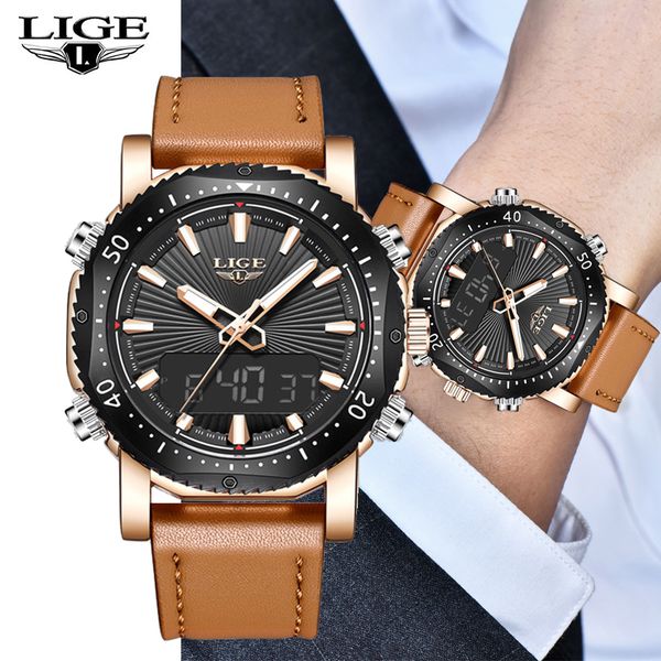 lige new men quartz watch luxury fashion sport watch waterproof male led analog digital leather clock relogio masculino, Slivery;brown
lige new men quartz watch luxury fashion sport watch waterproof male led analog digital leather clock relogio masculino, Slivery;brown