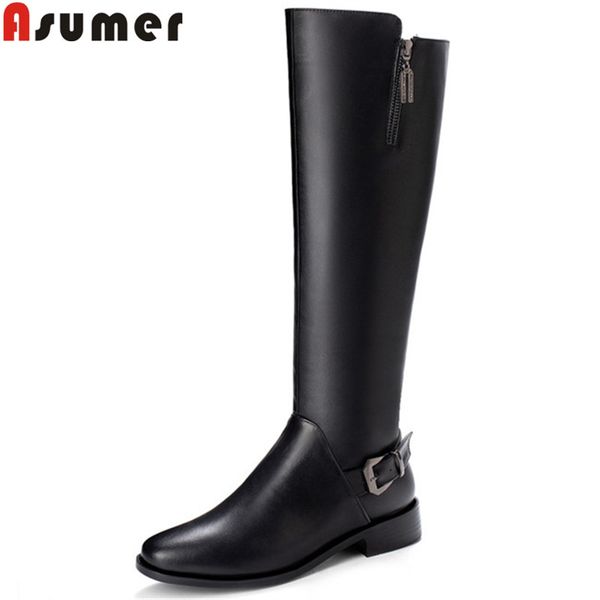 asumer size 34-40 fashion knee high boots women round toe zip low heels pu+cow leather boots simple ladies riding, Black
asumer size 34-40 fashion knee high boots women round toe zip low heels pu+cow leather boots simple ladies riding, Black