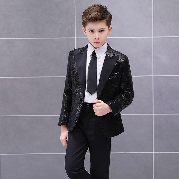 men's suits & blazers handsome one button sequin kid complete designer boy wedding suit boys' attire custom-made (jacket+pants+tie, White;black
men's suits & blazers handsome one button sequin kid complete designer boy wedding suit boys' attire custom-made (jacket+pants+tie, White;black
