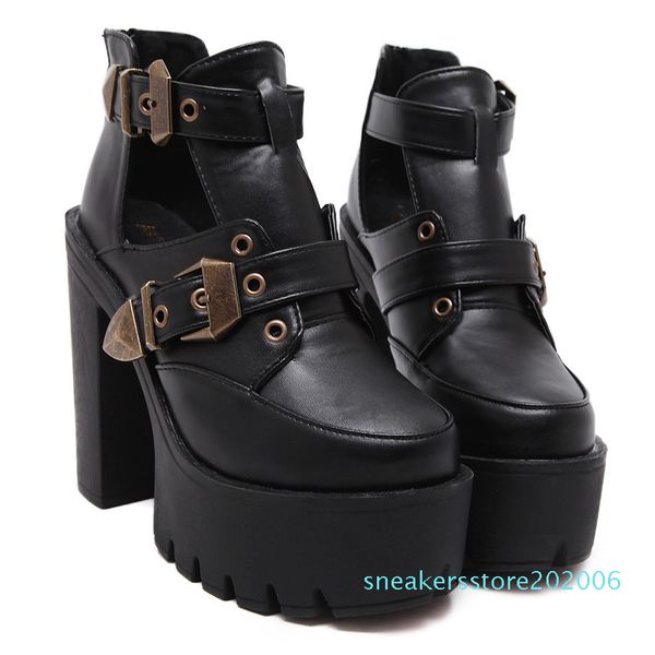 fashion buckle platform chunky heels designer shoes motorcycle ankle bootie 06s, Black
fashion buckle platform chunky heels designer shoes motorcycle ankle bootie 06s, Black
