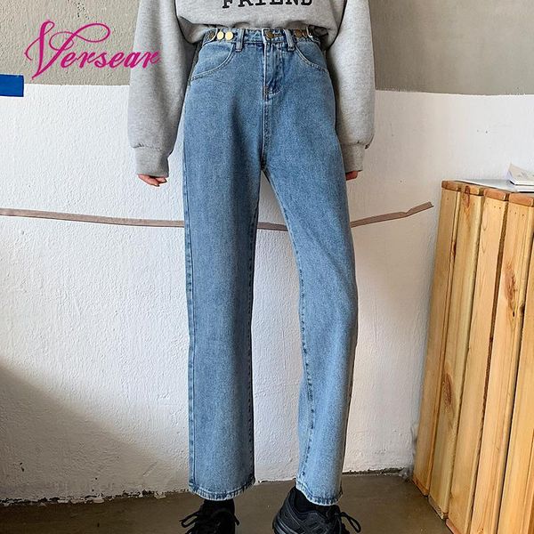 versear women fashion denim jeans high waist pocket button zipper straight slim pants new female casual solid trousers pantalon, Blue
versear women fashion denim jeans high waist pocket button zipper straight slim pants new female casual solid trousers pantalon, Blue