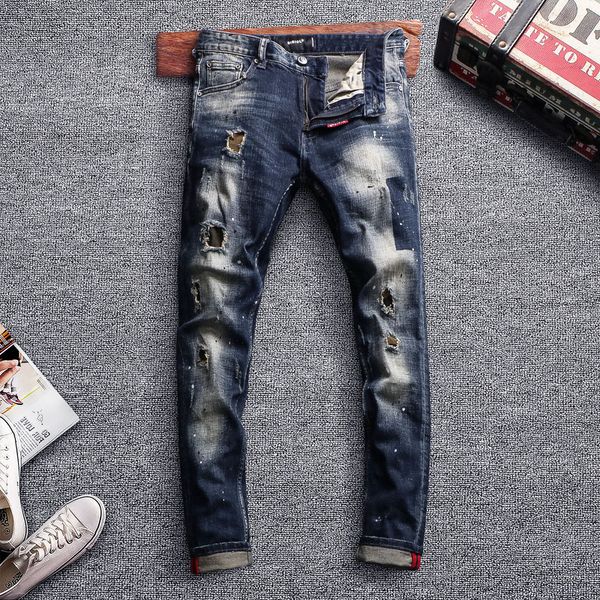 fashion streetwear men jeans retro blue vintage ripped jeans men slim fit destroyed baggy pants designer hip hop homme
fashion streetwear men jeans retro blue vintage ripped jeans men slim fit destroyed baggy pants designer hip hop homme