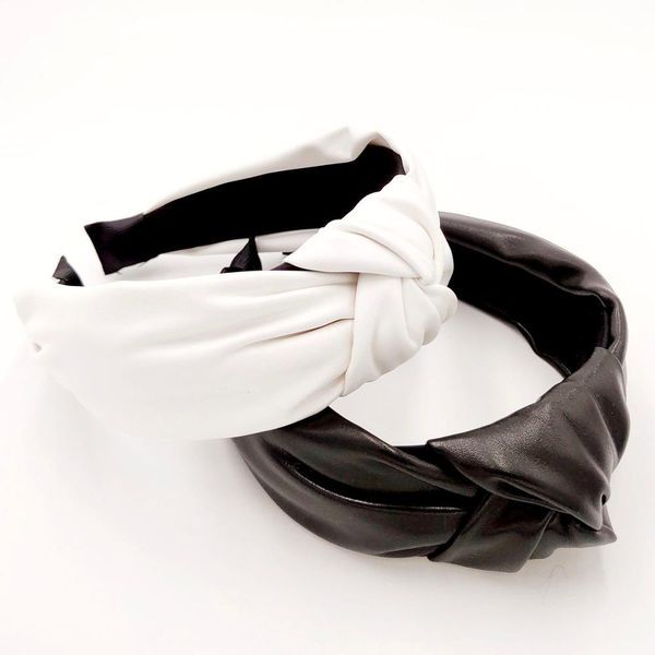new arrival black & white pu headband front knot solid color stylish headband for women fashion hair accessories
new arrival black & white pu headband front knot solid color stylish headband for women fashion hair accessories