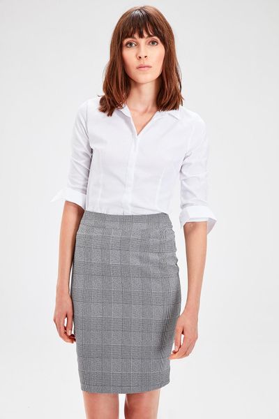 trendyol black plaid skirt twoaw20et0335