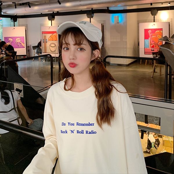 long sleeve t- women's letter printing t-shirt loose size 2019 autumn women's base shirt, White
long sleeve t- women's letter printing t-shirt loose size 2019 autumn women's base shirt, White