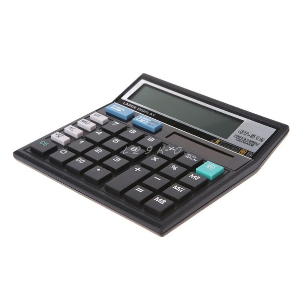 

12-Digit Display Scientific Calculator Solar Battery Dual Power Large Display Office Desktop Calculator