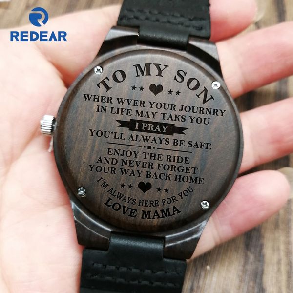 live your life to the fullest - from mama to son engraved wooden watch, Slivery;brown
live your life to the fullest - from mama to son engraved wooden watch, Slivery;brown