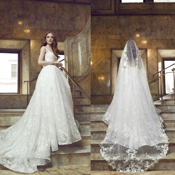 floral custom made wedding dresses v-neck sleeveless appliqued lace tulle a line bridal gown sweep train sell robes de mariée, White
floral custom made wedding dresses v-neck sleeveless appliqued lace tulle a line bridal gown sweep train sell robes de mariée, White
