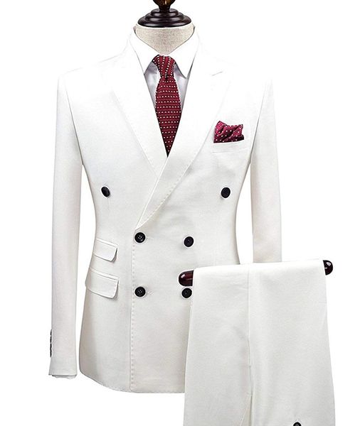 2 Pieces Wgite Double Breasted Solid 2-Piece Suit Slim Fit Notch Lapel One Button Tuxedo Jacket Pants Set Mens Suits Groom ( Blazer+Pant, White;black 
2 Pieces Wgite Double Breasted Solid 2-Piece Suit Slim Fit Notch Lapel One Button Tuxedo Jacket Pants Set Mens Suits Groom ( Blazer+Pant, White;black