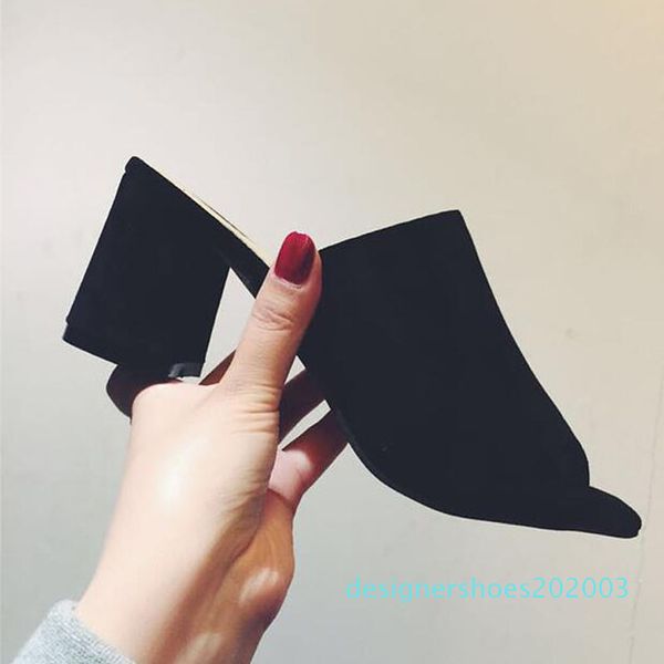 solid mules high heels suede outside slippers women's casual open toe shoes woman 2019 new square heel summer slippers d03, Black
solid mules high heels suede outside slippers women's casual open toe shoes woman 2019 new square heel summer slippers d03, Black
