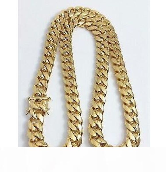 men 18k yellow gold 12mm miami cuban curb link chain necklace, Silver 
men 18k yellow gold 12mm miami cuban curb link chain necklace, Silver