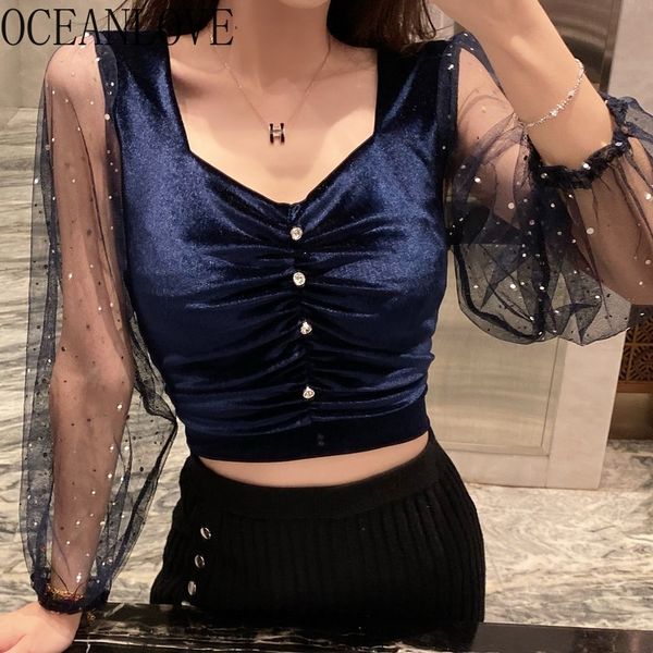 oceanlove velvet mesh solid women and blouses korean spring shirts fashion short 2020 vintage blusas feminina 15100, White
oceanlove velvet mesh solid women and blouses korean spring shirts fashion short 2020 vintage blusas feminina 15100, White