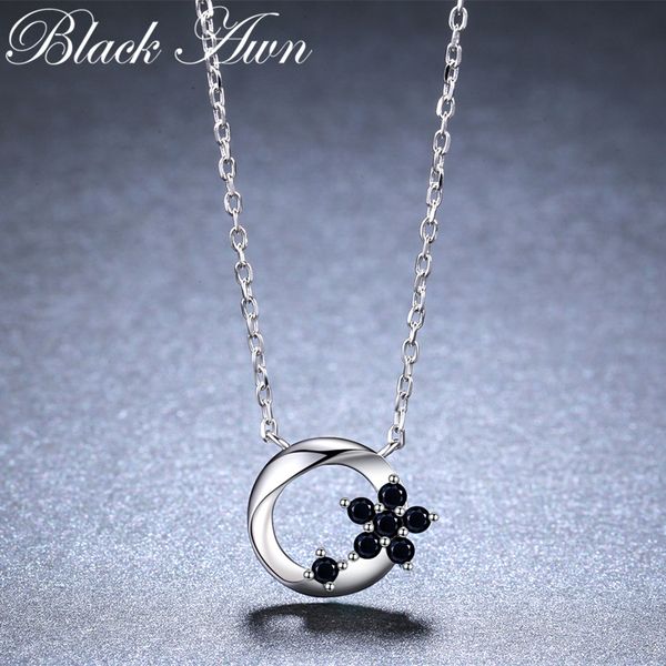 black awn 925 sterling silver flower pendant necklace women sterling silver jewelry k036