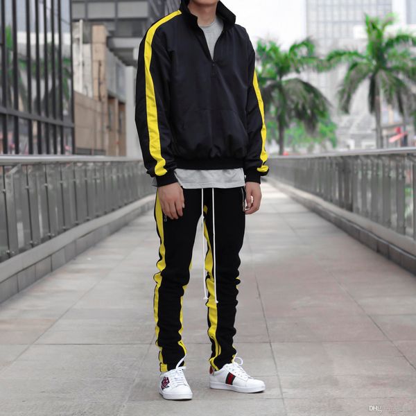 new fashion mens stripe tracksuits hiphop contrast color streetwear oversized jackets half zipper patchwork outwear coats, Black;brown
new fashion mens stripe tracksuits hiphop contrast color streetwear oversized jackets half zipper patchwork outwear coats, Black;brown