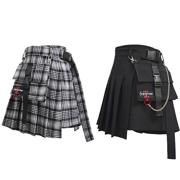harajuku streetwear dark maiden high waist cargo skirts with detachable chain pocket mini plaid pleated skirts jupe femme, Black
harajuku streetwear dark maiden high waist cargo skirts with detachable chain pocket mini plaid pleated skirts jupe femme, Black