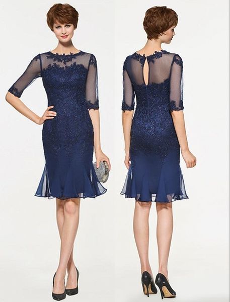 vintage navy blue sheath mother of the bride wedding dresses knee length mother of the groom dresses 1/2 sleeves evening gown, Black;red
vintage navy blue sheath mother of the bride wedding dresses knee length mother of the groom dresses 1/2 sleeves evening gown, Black;red
