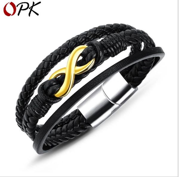 personalized multi-layer woven bracelets influenza men's accessories infinite 8 word leather bracelet, Golden;silver
personalized multi-layer woven bracelets influenza men's accessories infinite 8 word leather bracelet, Golden;silver