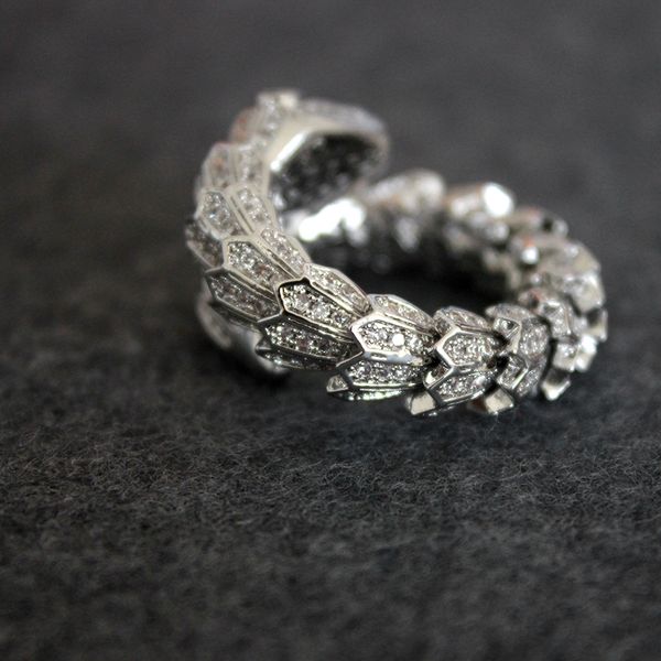 snake diamond ring women open animal silver rings wedding party fine jewelry size