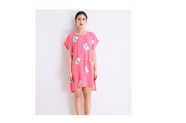 size printed women sleep dress summer nightwear nightgown o-neck sleepwear mini nightdress short sleeve home clothes, Black;red
size printed women sleep dress summer nightwear nightgown o-neck sleepwear mini nightdress short sleeve home clothes, Black;red