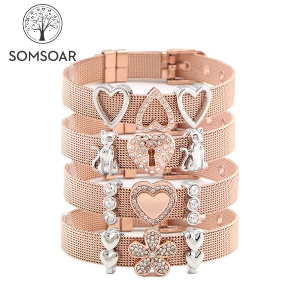 somsoar jewelry keeper slide diy charm bracelet rose gold stainless steel mesh bracelet bangles as christmas day gift, Golden;silver
somsoar jewelry keeper slide diy charm bracelet rose gold stainless steel mesh bracelet bangles as christmas day gift, Golden;silver