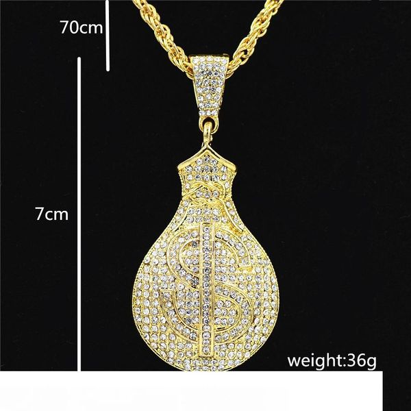 5шт хип-хоп золотой цвет обледенелая цепь bling доллары сша кошелек подвески ожерелья для мужчин ювелирные изделия, Silver